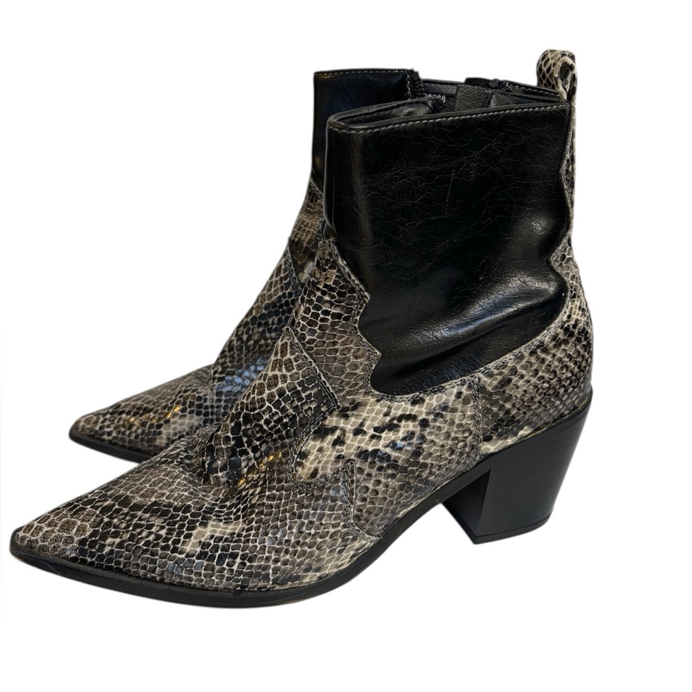 Top Shop Snakeskin Ankle Boots with Black Leather